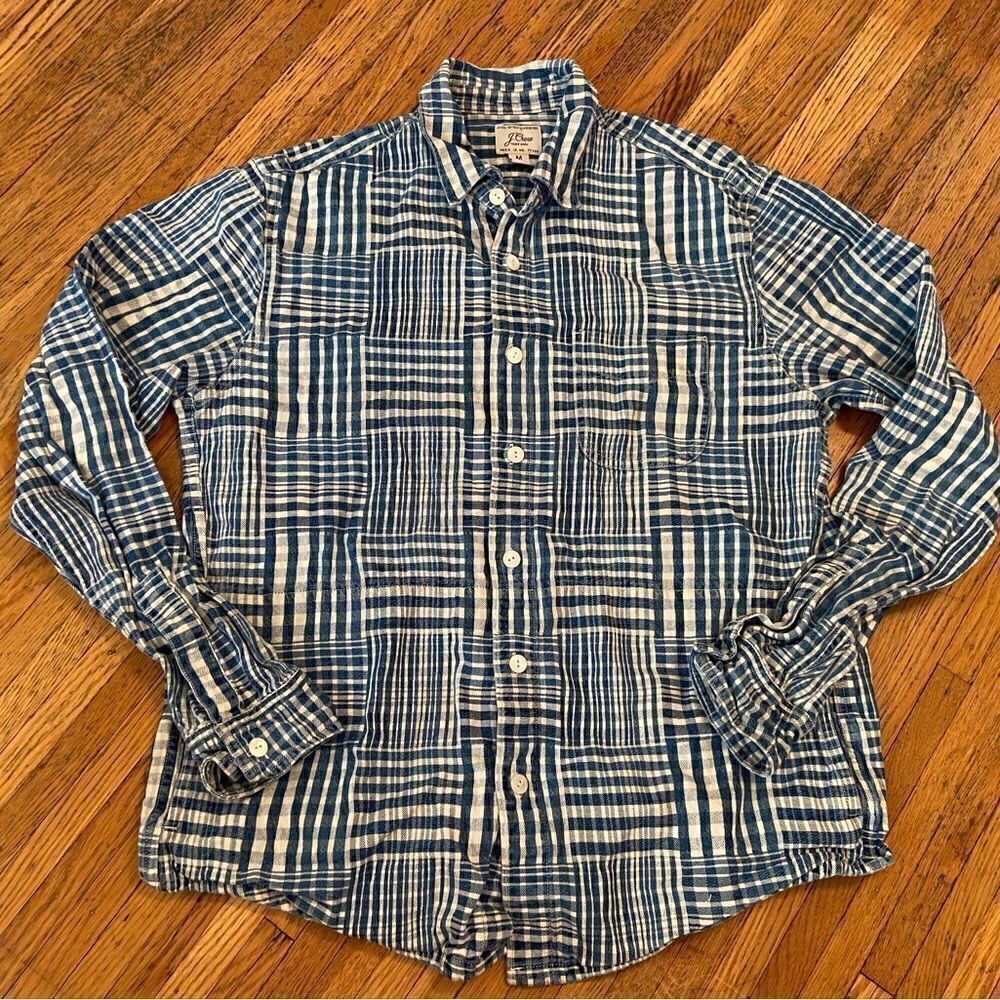 J. Crew Trademark blue/white flannel